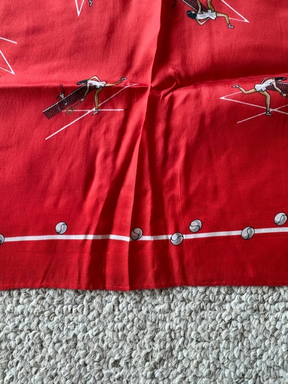 Vintage Echo Tennis Silk Scarf | Country Club Preppy Tennis Motif Chic Glam